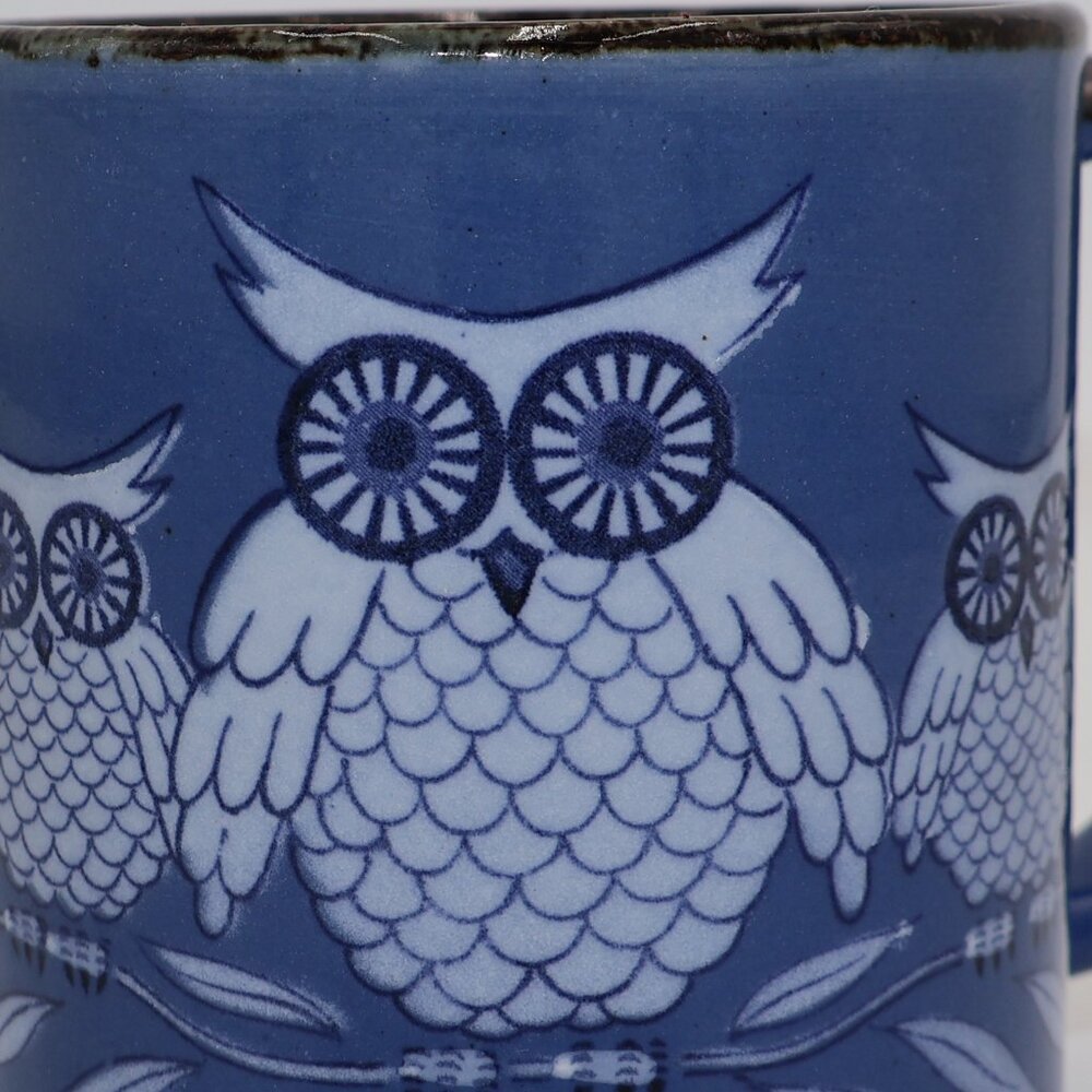 Vintage Otagiri Blue White OWL Mug 4" x 3" (M11)